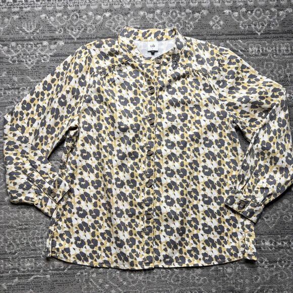 Cabi The Dreamer Providence Shirt Jacket Large Yellow Gray Leopard Animal Print - Picture 1 of 8